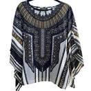 Switch Bob Mackie Wearable Art Flowy Resortwear Poncho Kimono Top Set Tribal Print L 3 image