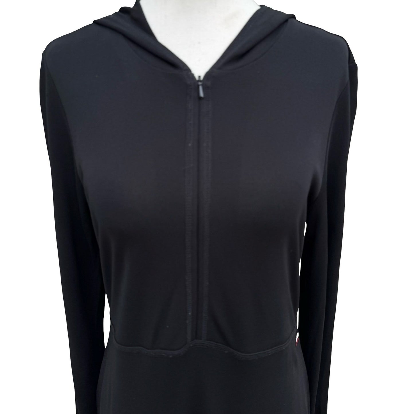 Polo Jeans Co Ralph Lauren Black Hooded Maxi Dress Zip Front PL Gorpcore Sporty