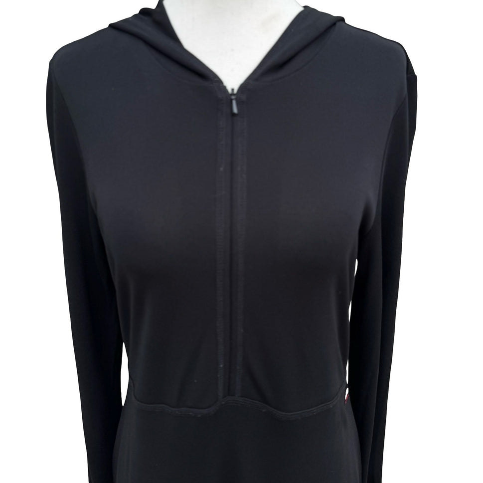 Polo Jeans Co Ralph Lauren Black Hooded Maxi Dress Zip Front PL Gorpcore Sporty