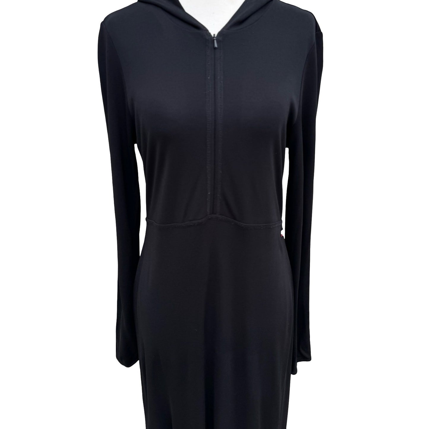 Polo Jeans Co Ralph Lauren Black Hooded Maxi Dress Zip Front PL Gorpcore Sporty