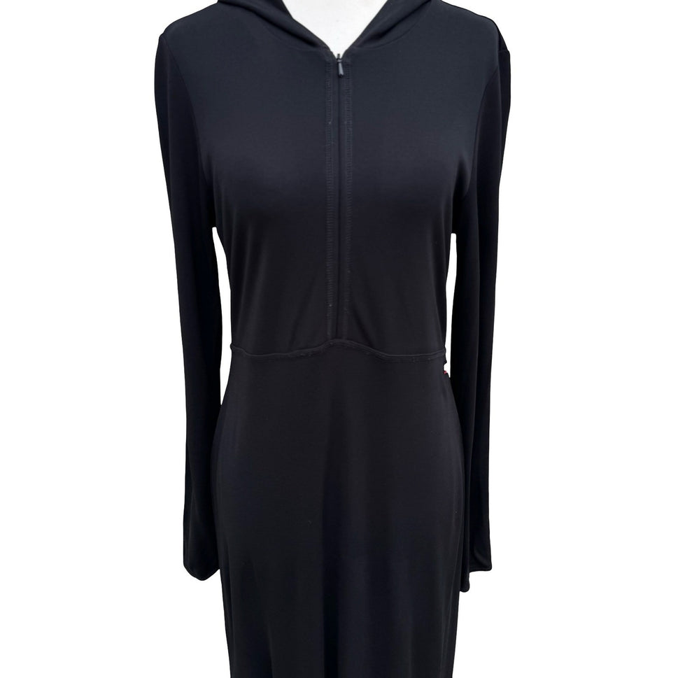 Polo Jeans Co Ralph Lauren Black Hooded Maxi Dress Zip Front PL Gorpcore Sporty