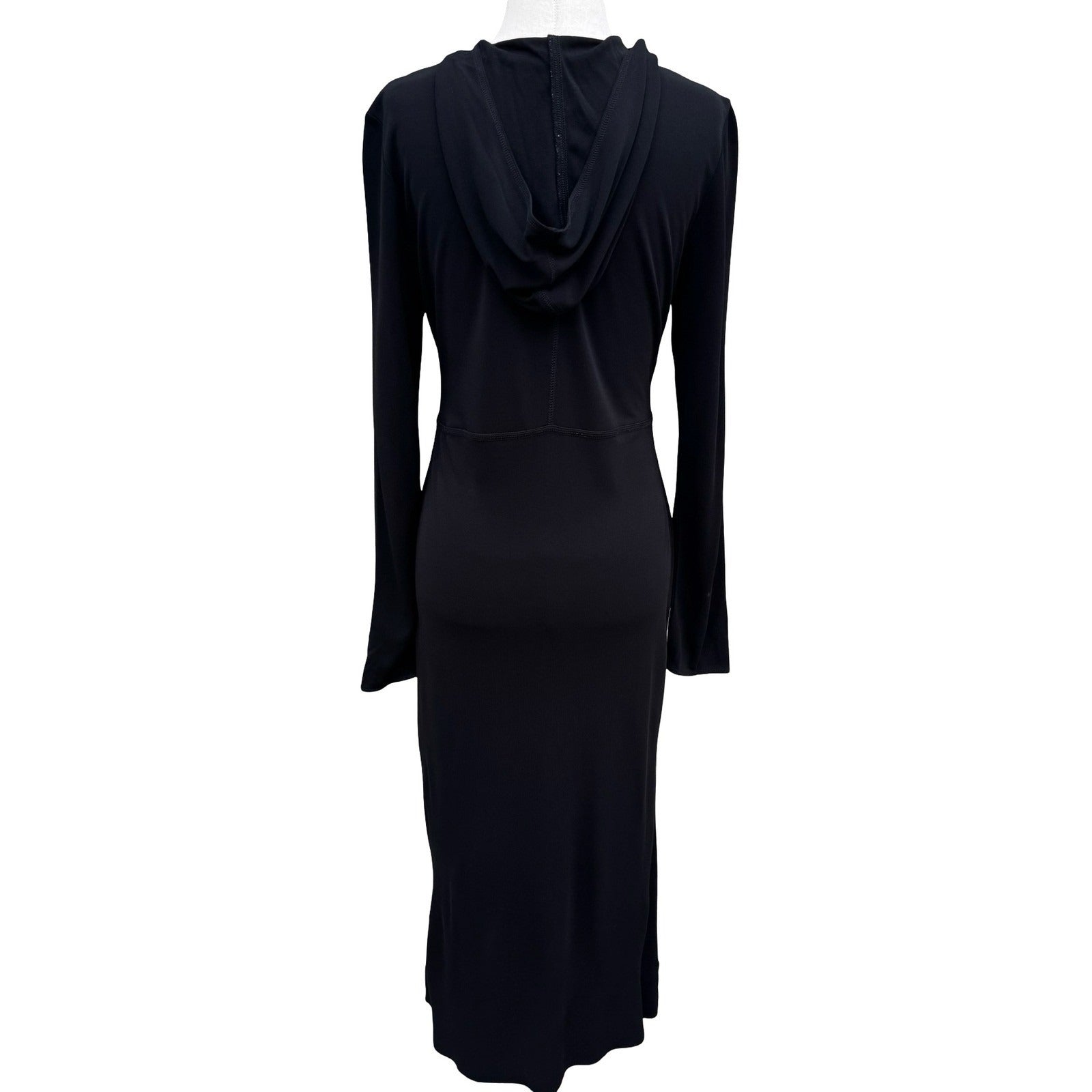 Polo Jeans Co Ralph Lauren Black Hooded Maxi Dress Zip Front PL Gorpcore Sporty