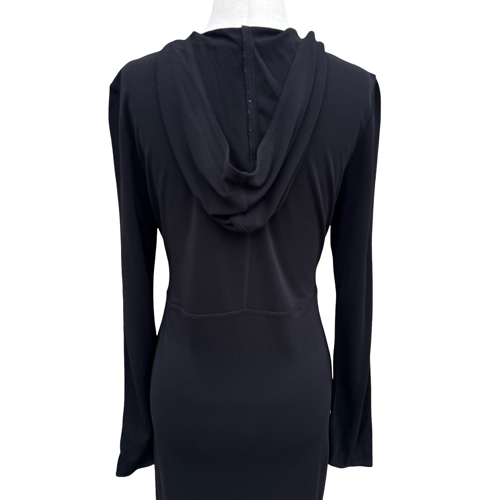 Polo Jeans Co Ralph Lauren Black Hooded Maxi Dress Zip Front PL Gorpcore Sporty