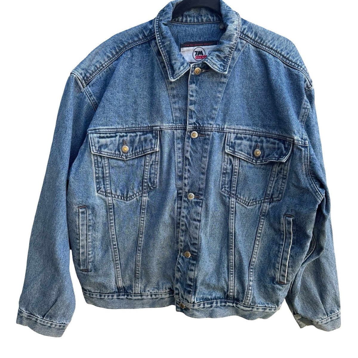 Bugle Boy Millennium Series Vintage 90s Y2K Grunge Denim Trucker Jacket Mens L