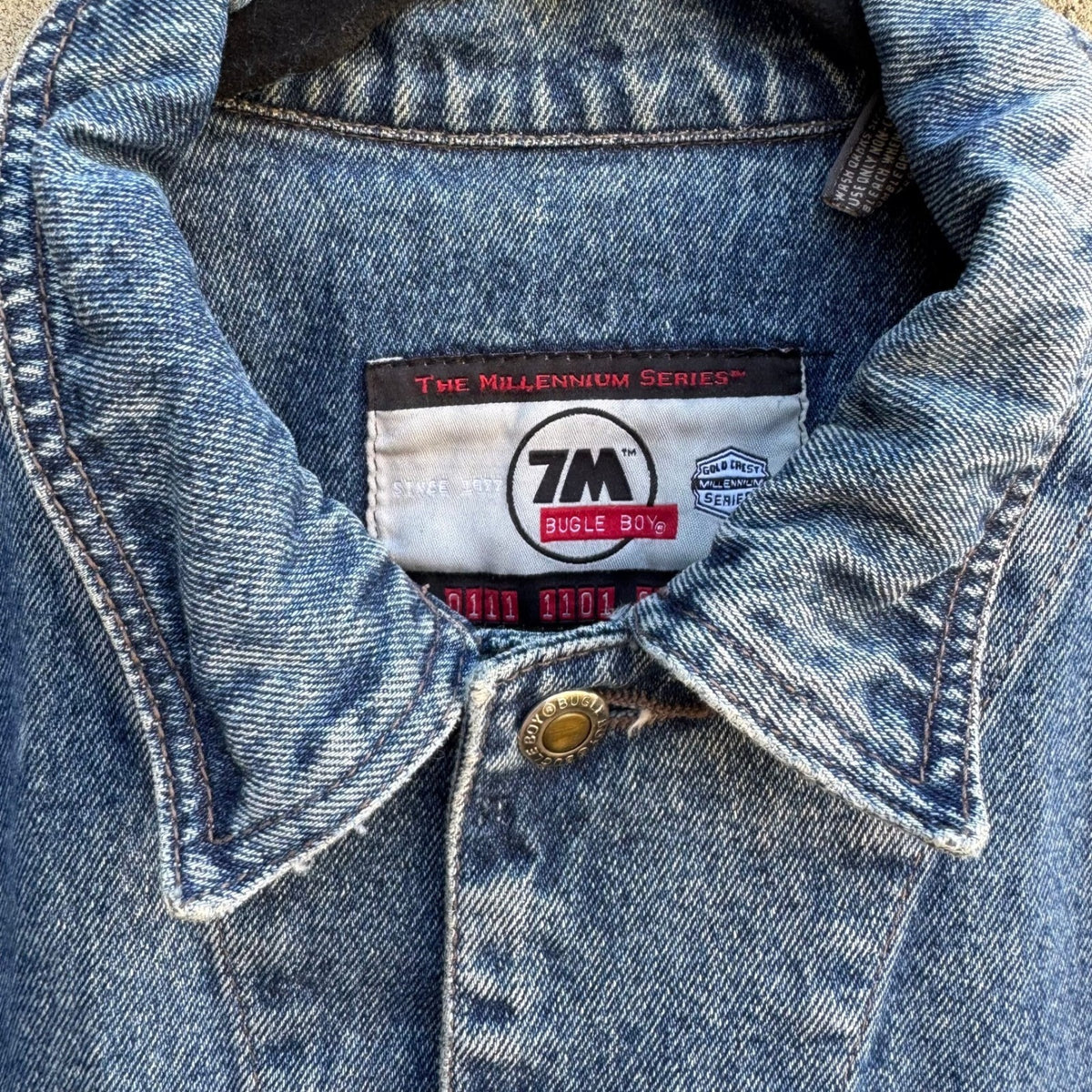 Bugle Boy Millennium Series Vintage 90s Y2K Grunge Denim Trucker Jacket Mens L