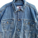 Switch Bugle Boy Millennium Series Vintage 90s Y2K Grunge Denim Trucker Jacket Mens L 3 image