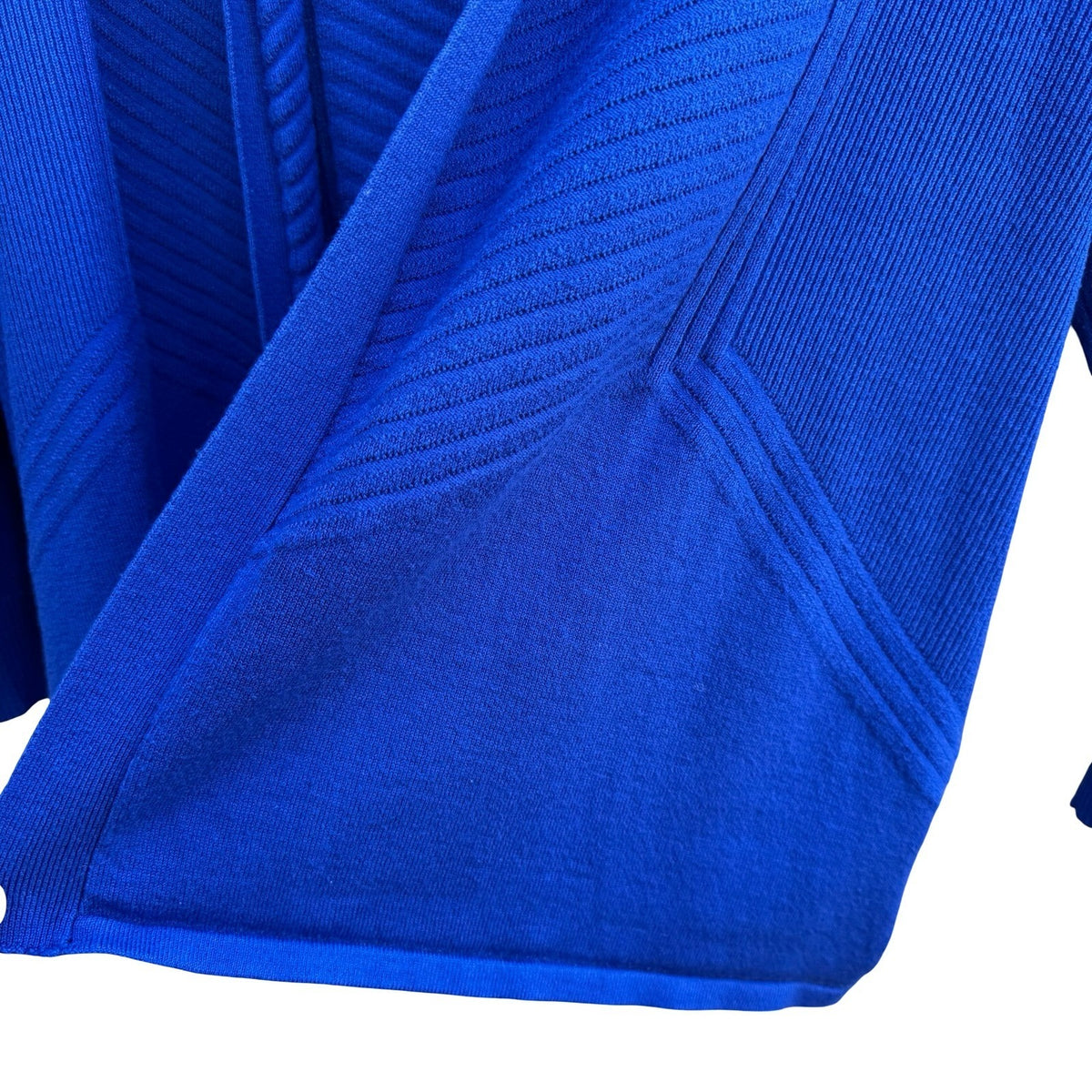 Retrology Minimalist Layering Ribbed Chevron Open Front Cardigan Royal Blue XL