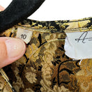 Switch Alan Austin Vintage Silk Gold Black Lame Paisley Floral Women&#39;s Shirt Blouse 10 3 image