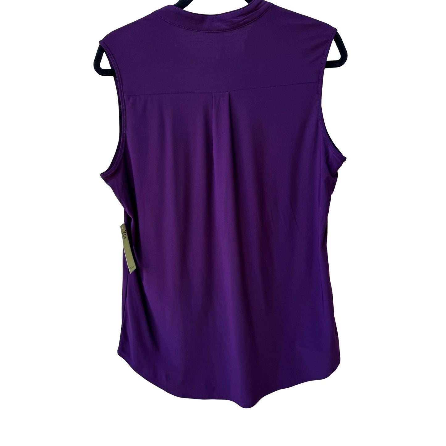 PerSeption Minimalist Professional Jewel Purple Sleeveless Henley Blouse XL NEW