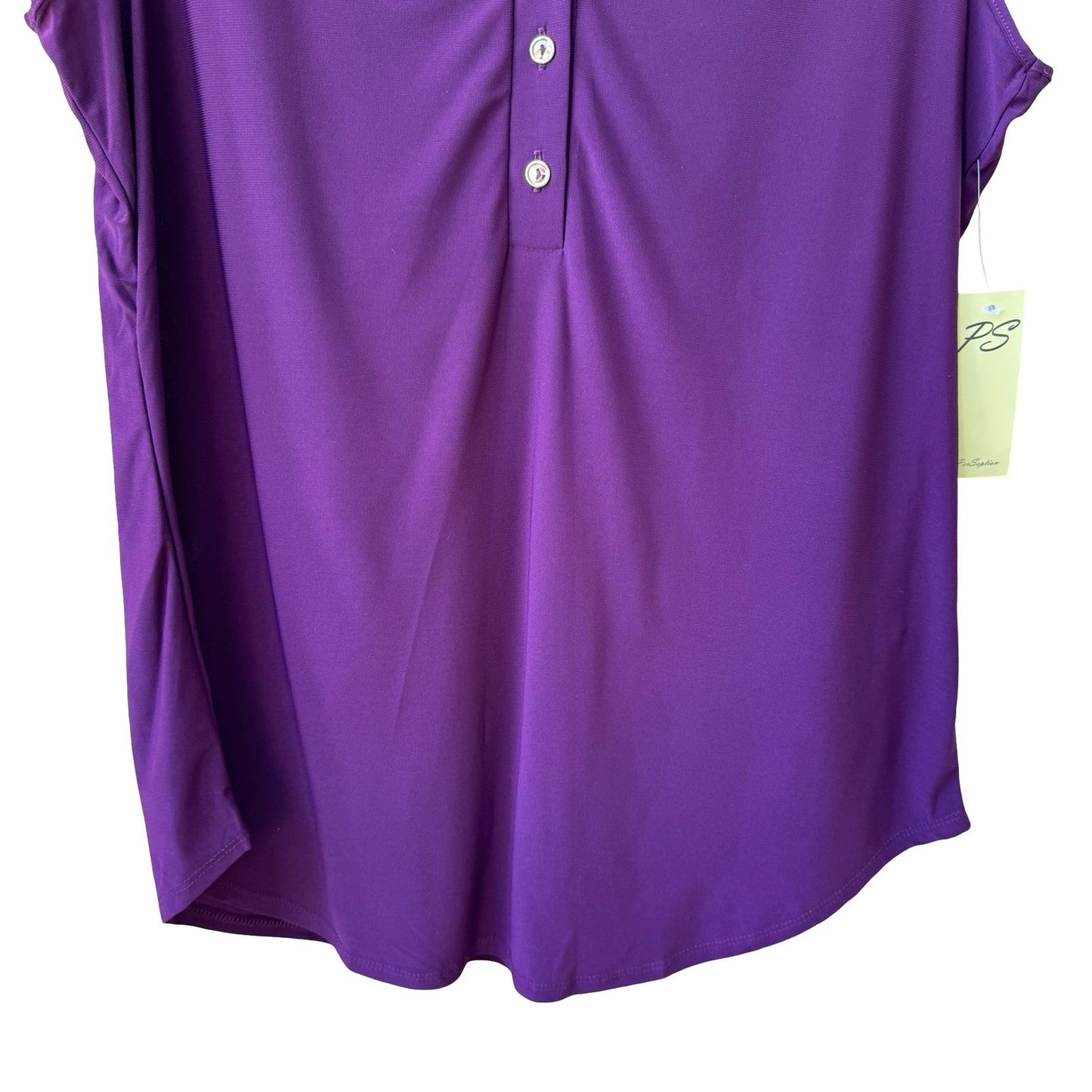 PerSeption Minimalist Professional Jewel Purple Sleeveless Henley Blouse XL NEW