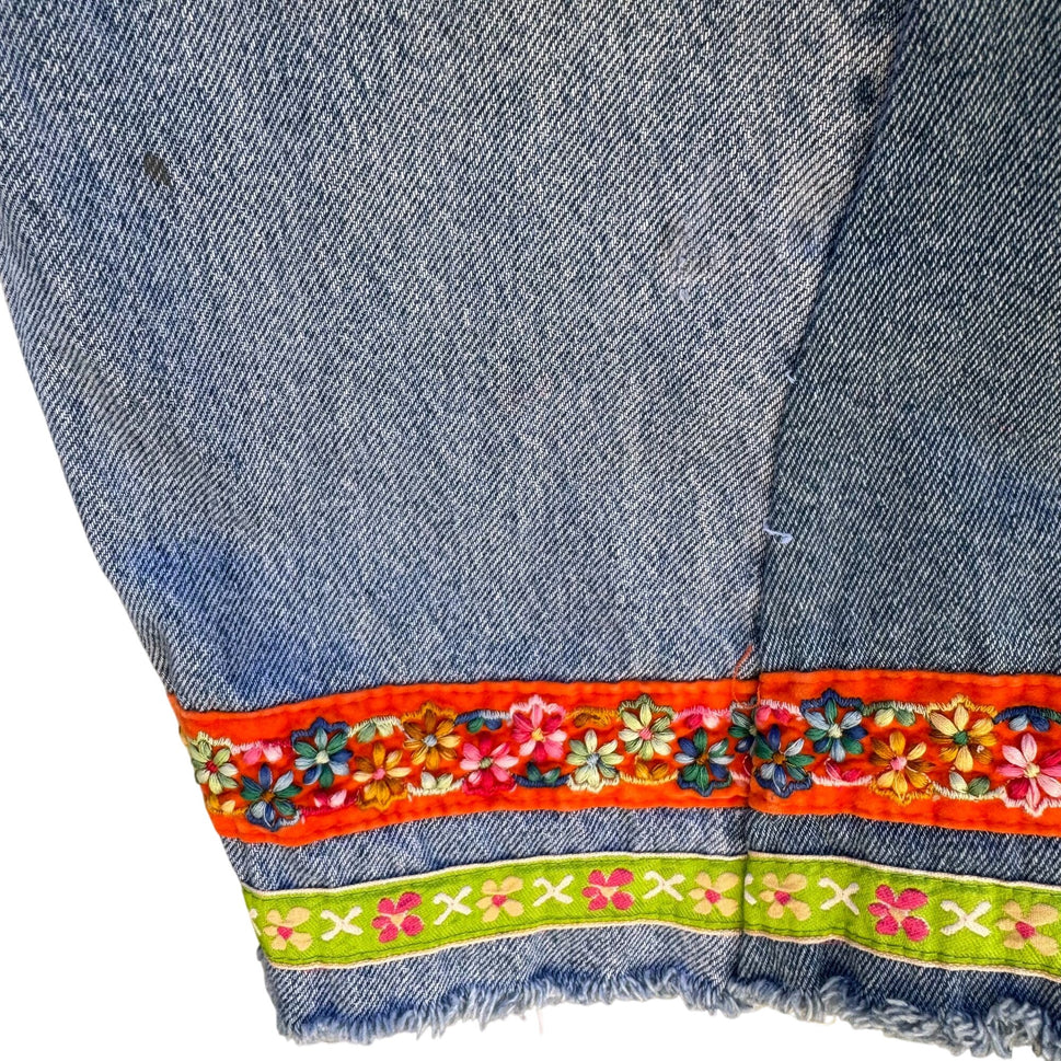 Levis Vintage Womens 550 Orange Tab Flare Wide Leg Embroidered Hem Jeans 30x33