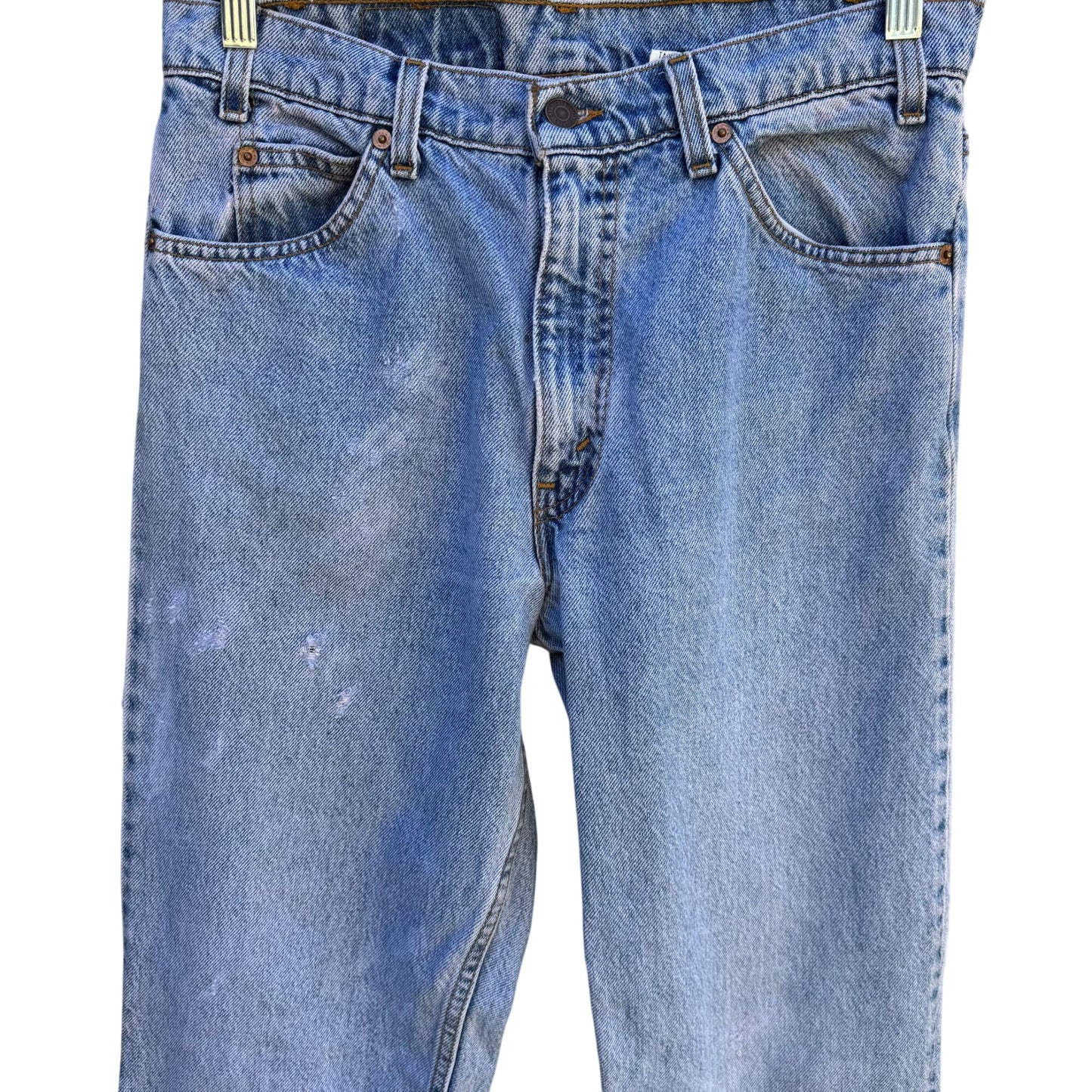 Levis Vintage Womens 550 Orange Tab Flare Wide Leg Embroidered Hem Jeans 30x33