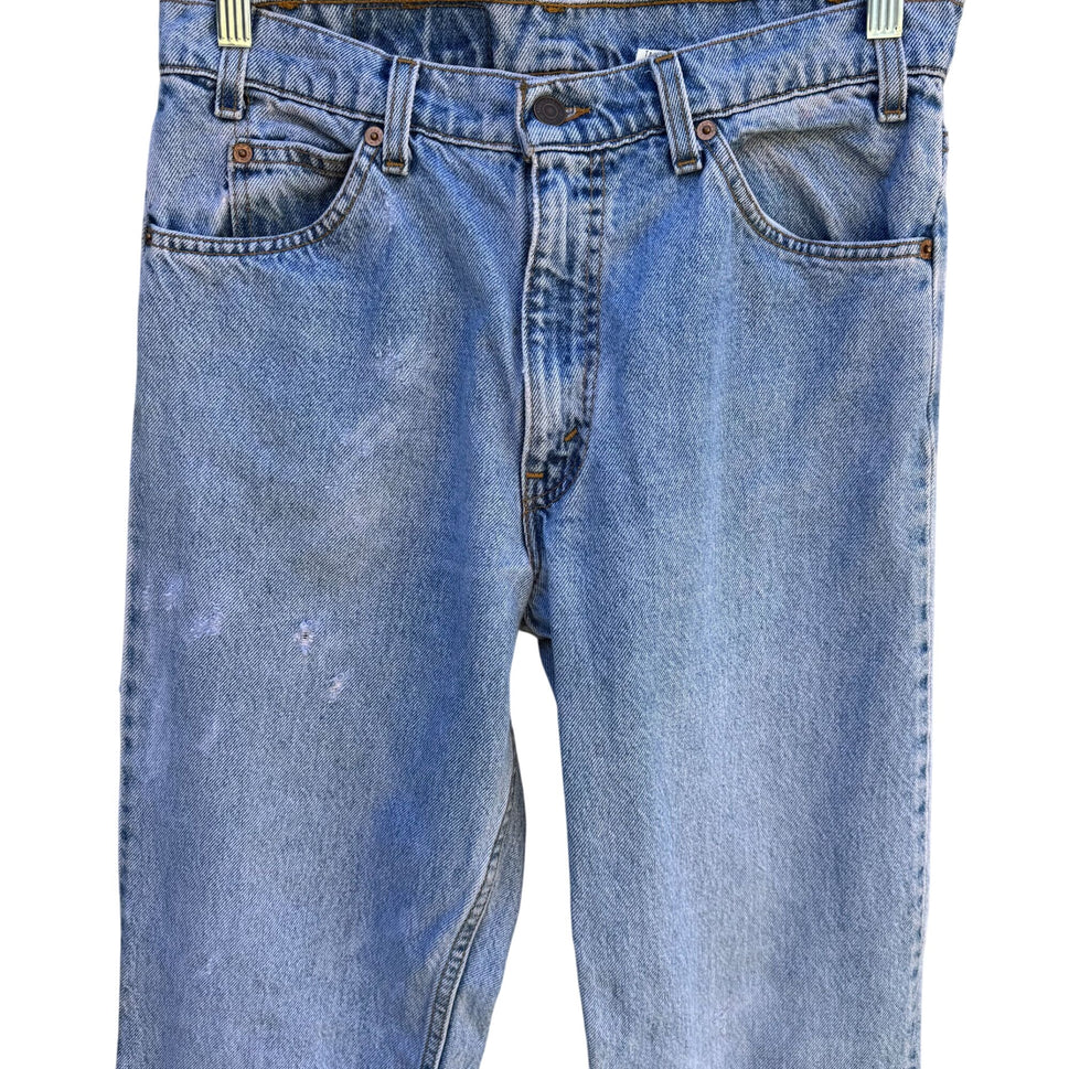 Levis Vintage Womens 550 Orange Tab Flare Wide Leg Embroidered Hem Jeans 30x33