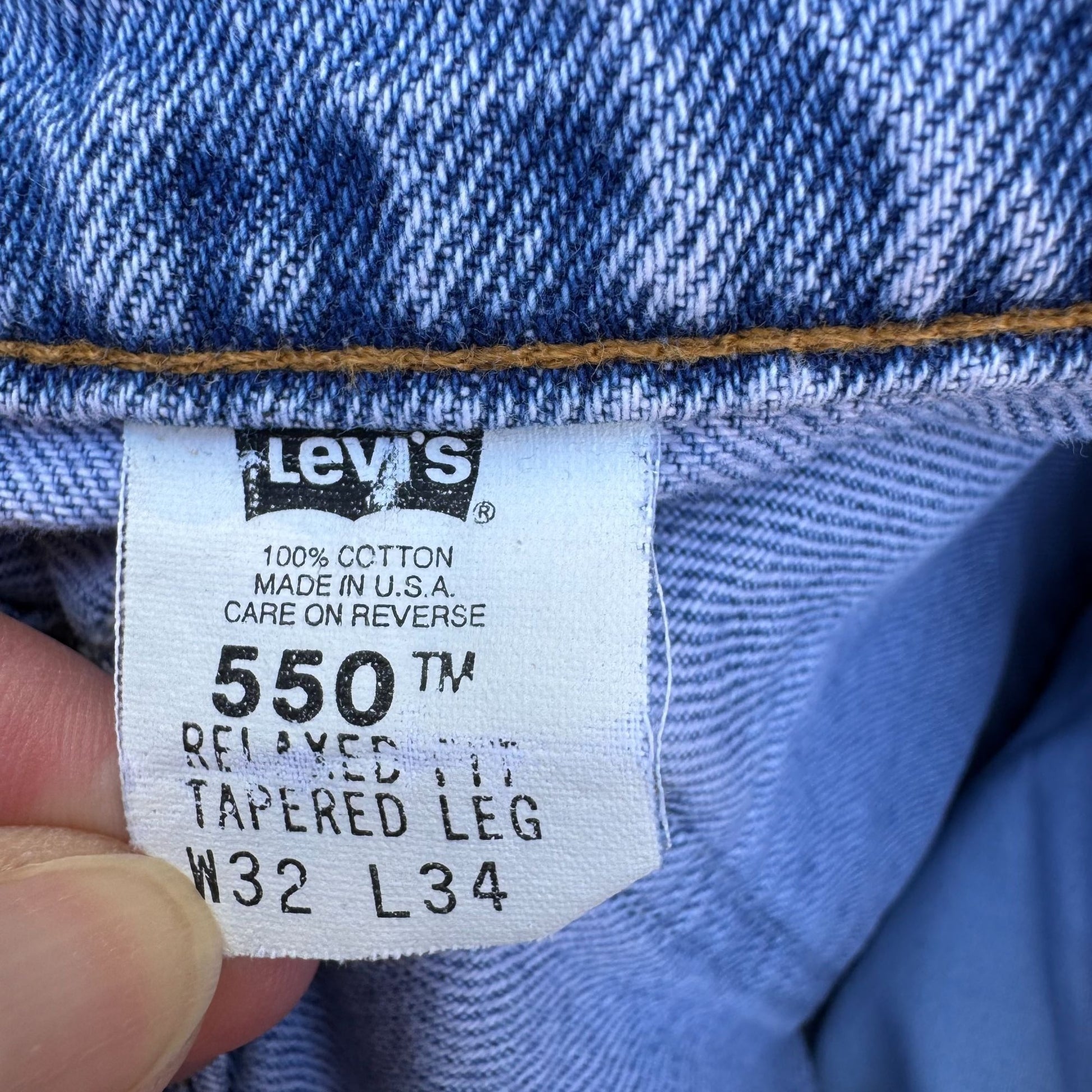 Levis Vintage Womens 550 Orange Tab Flare Wide Leg Embroidered Hem Jeans 30x33