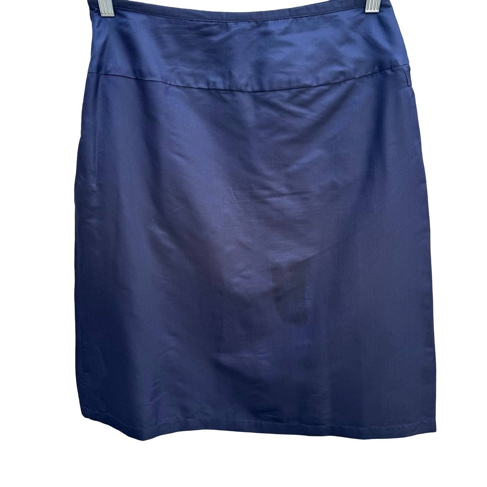 Calvin Klein Vintage Minimalist Silk Blend Knee Length Skirt Navy Made Italy 8
