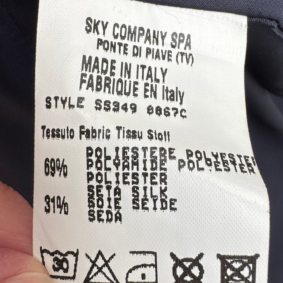 Calvin Klein Vintage Minimalist Silk Blend Knee Length Skirt Navy Made Italy 8