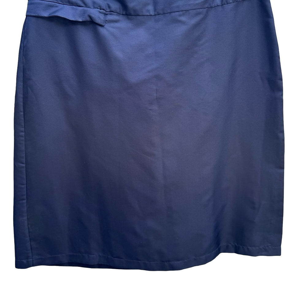 Calvin Klein Vintage Minimalist Silk Blend Knee Length Skirt Navy Made Italy 8