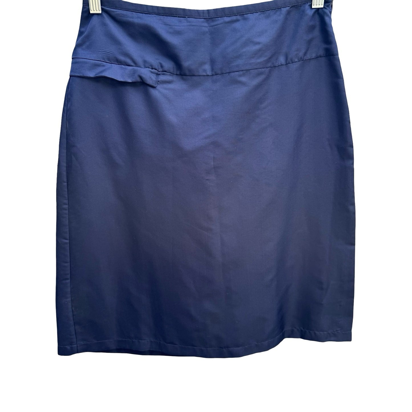 Calvin Klein Vintage Minimalist Silk Blend Knee Length Skirt Navy Made Italy 8