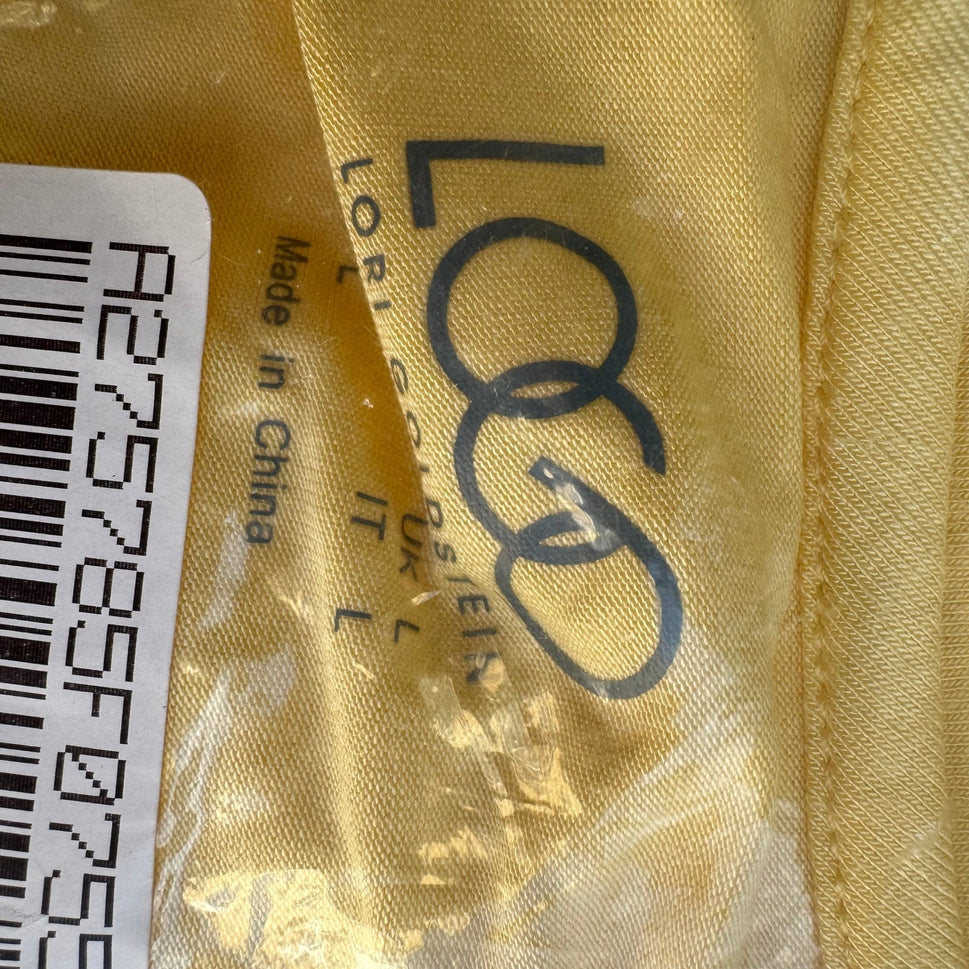 LOGO Lori Goldstein Butter Yellow Lagenlook Minimalist Flowy Chiffon Jersey TopM