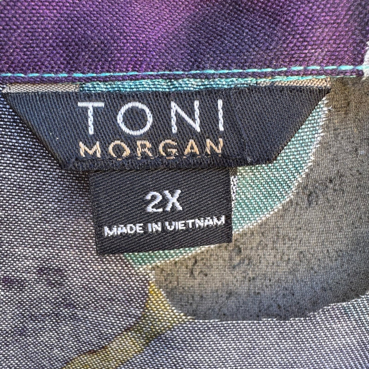 Toni Morgan Abstract Watercolor Boho Lagenlook Layering Sheer Shacket Jacket 2X