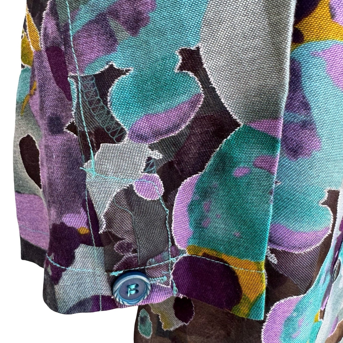 Toni Morgan Abstract Watercolor Boho Lagenlook Layering Sheer Shacket Jacket 2X