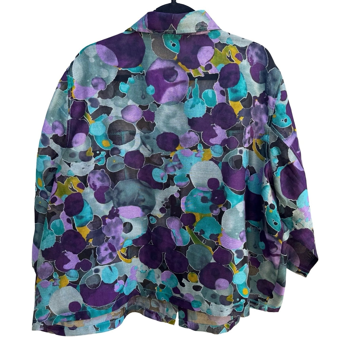 Toni Morgan Abstract Watercolor Boho Lagenlook Layering Sheer Shacket Jacket 2X
