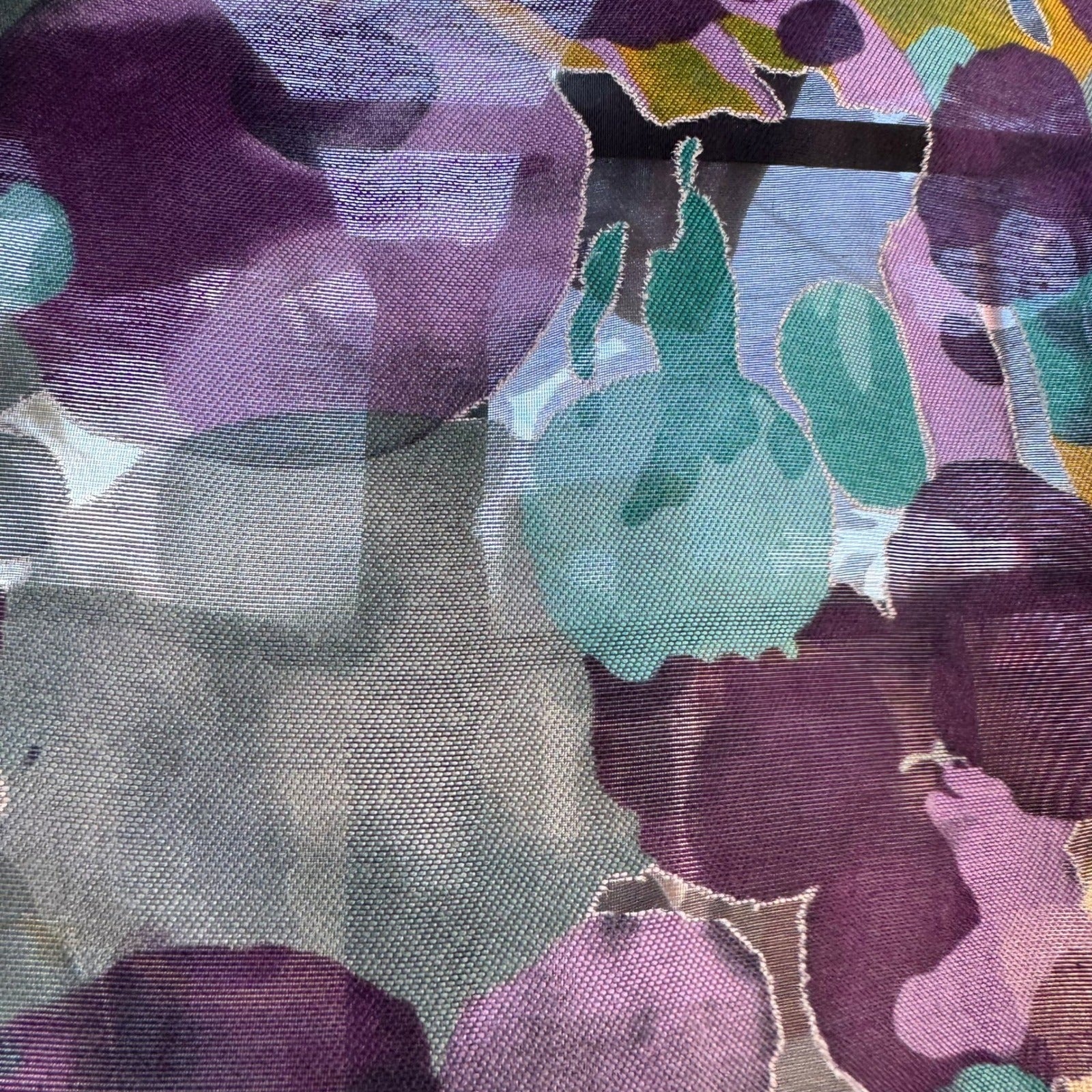Toni Morgan Abstract Watercolor Boho Lagenlook Layering Sheer Shacket Jacket 2X