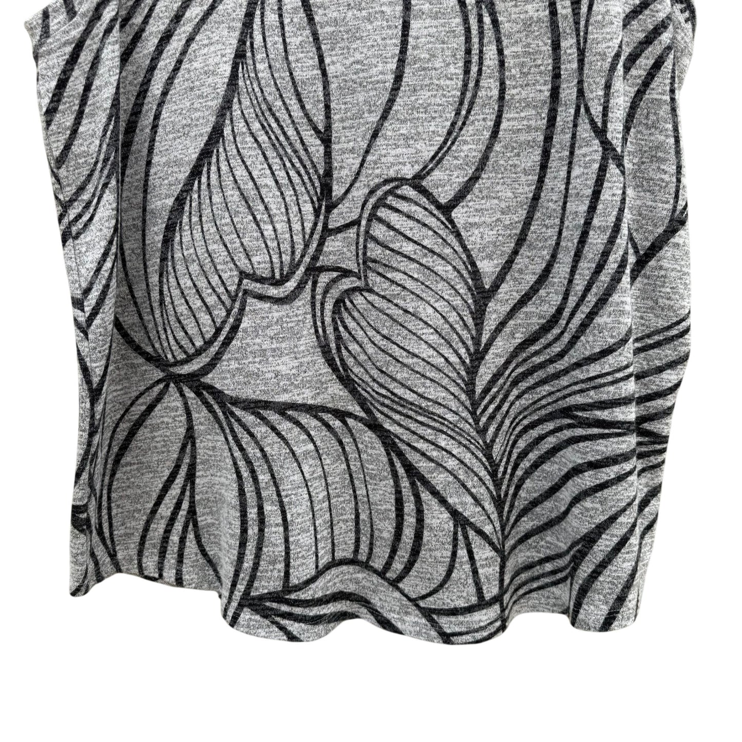 Chicos Womens Sleeveless Gray Black Top Floral Leaf Pattern Large Stretch Office