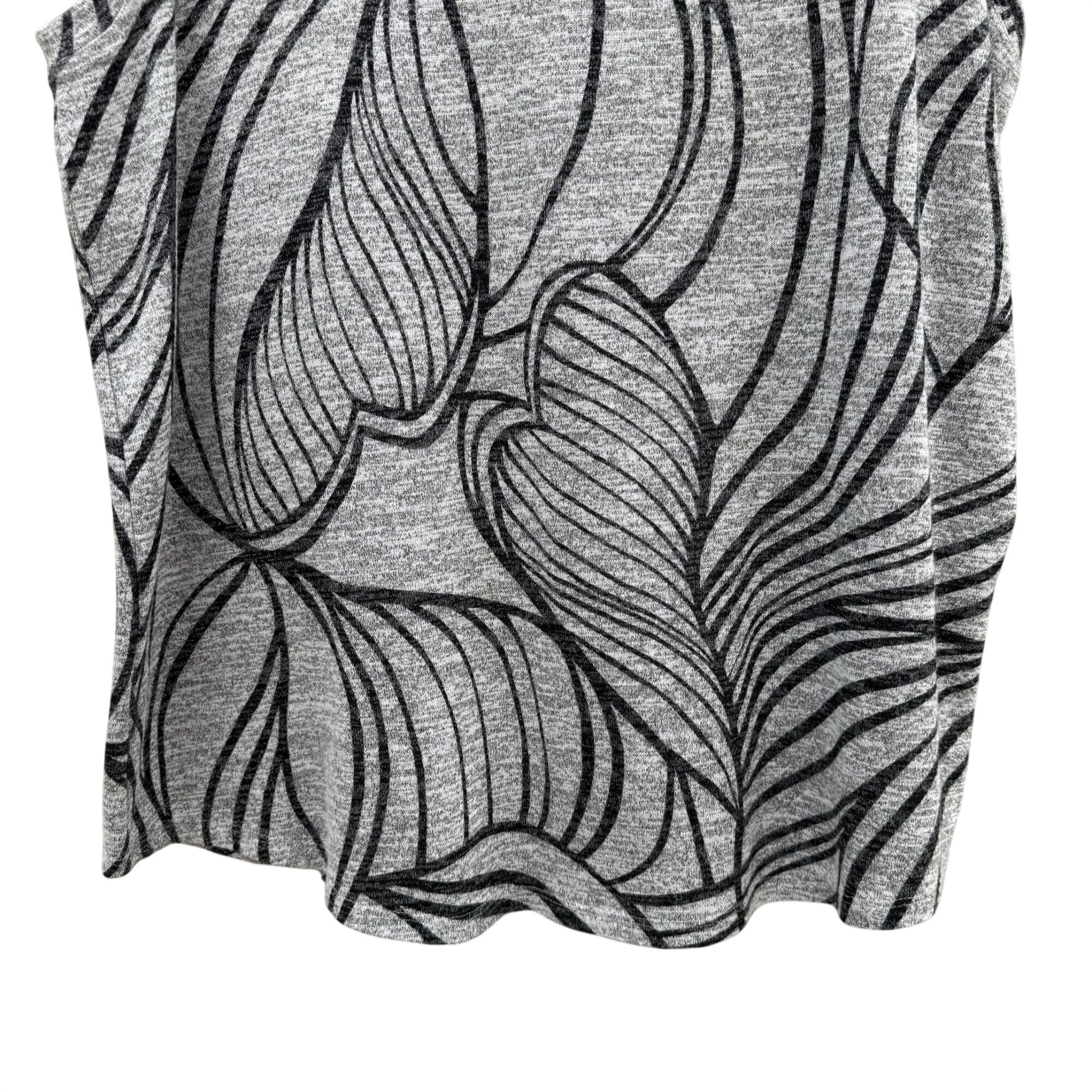 Chicos Womens Sleeveless Gray Black Top Floral Leaf Pattern Large Stretch Office