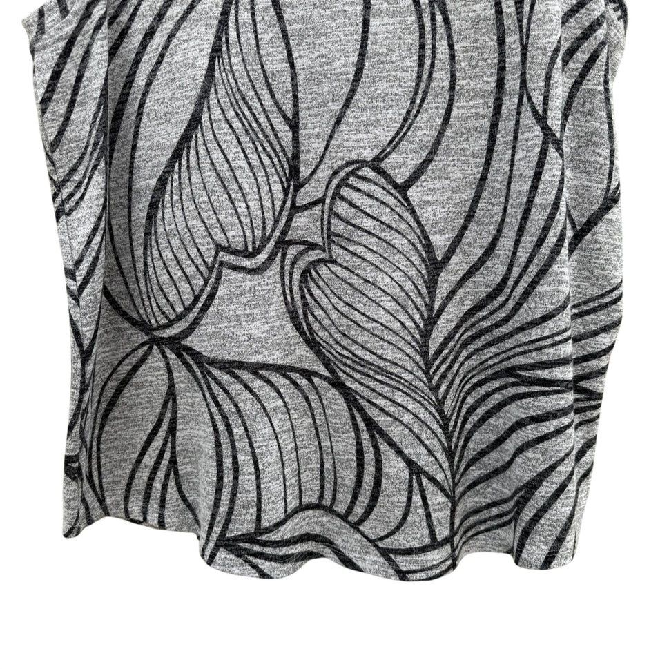 Chicos Womens Sleeveless Gray Black Top Floral Leaf Pattern Large Stretch Office