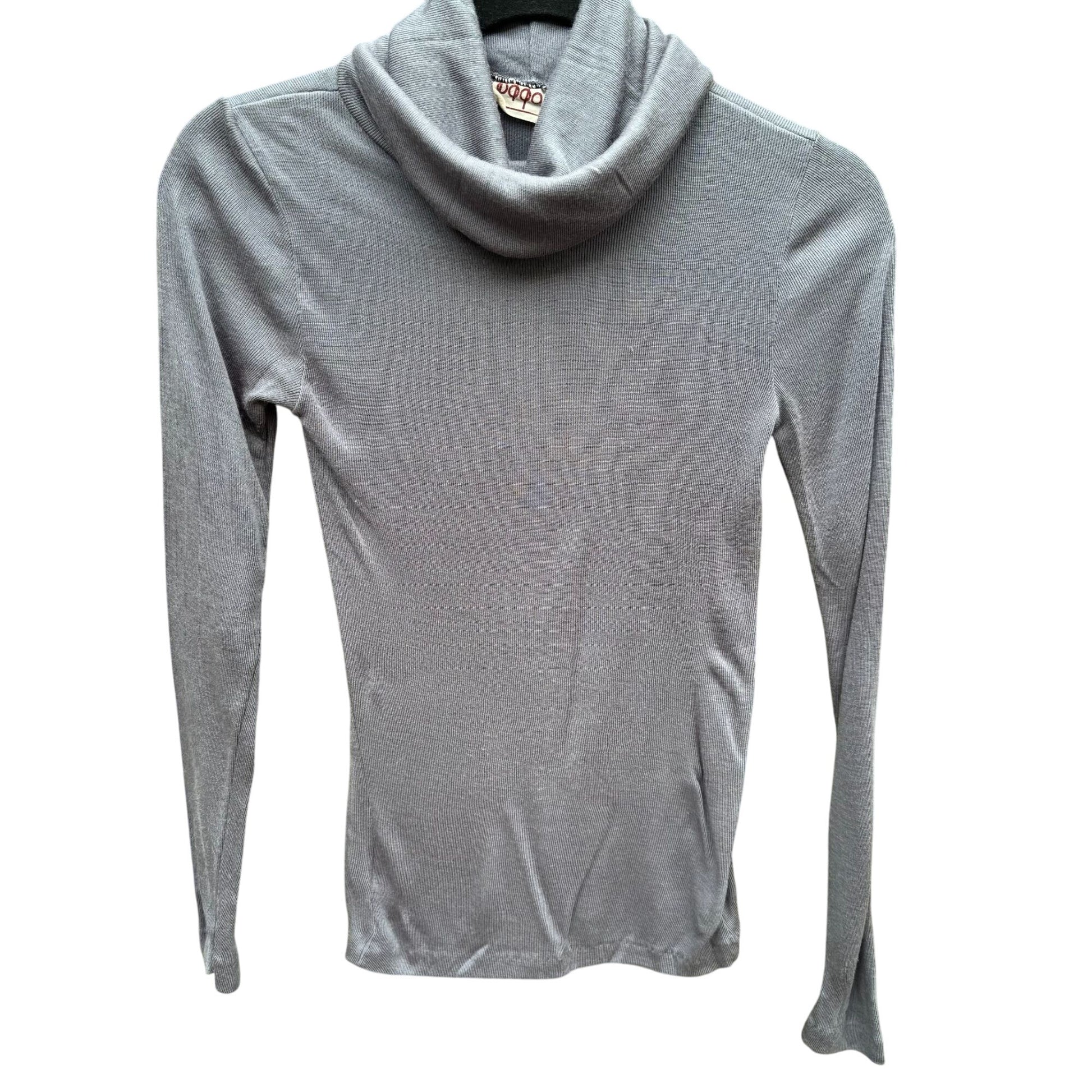 Vintage Gray Ribbed Knit Lightweight Long Sleeve Cowl Neck Top By Bffo Ltd S