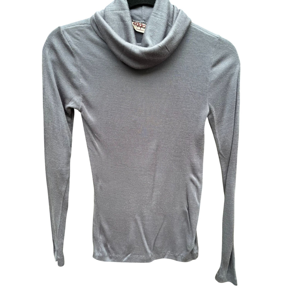 Vintage Gray Ribbed Knit Lightweight Long Sleeve Cowl Neck Top By Bffo Ltd S