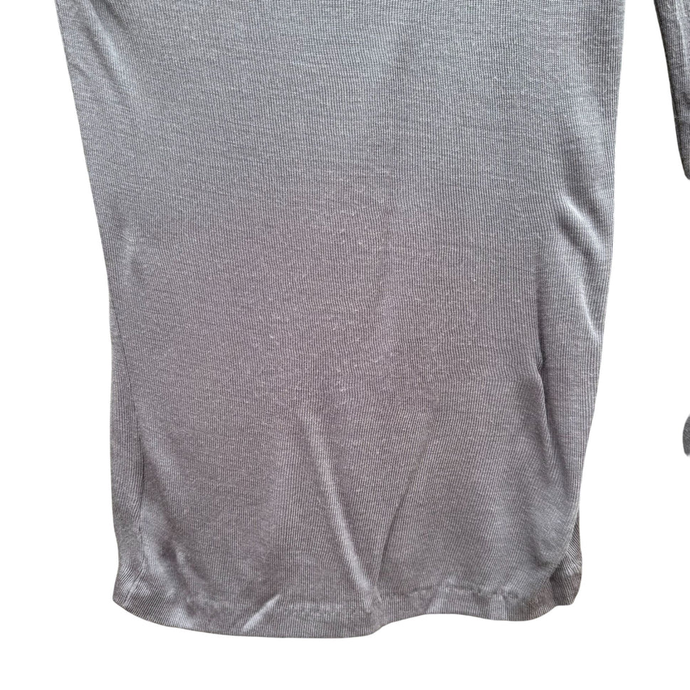 Vintage Gray Ribbed Knit Lightweight Long Sleeve Cowl Neck Top By Bffo Ltd S