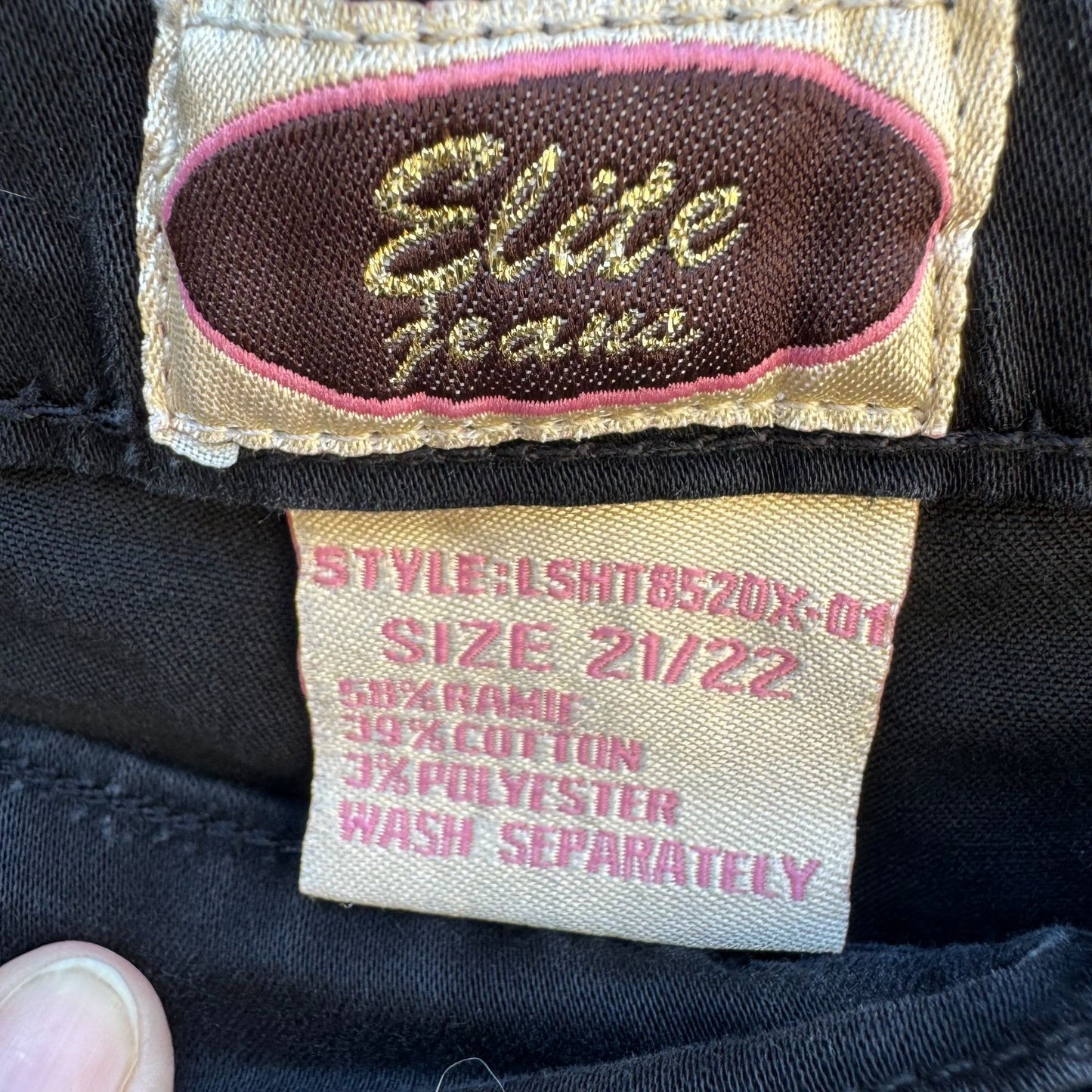 Elite Jeans Vintage Womens Embroidered Beaded Black Denim Shorts Plus Size 21/22