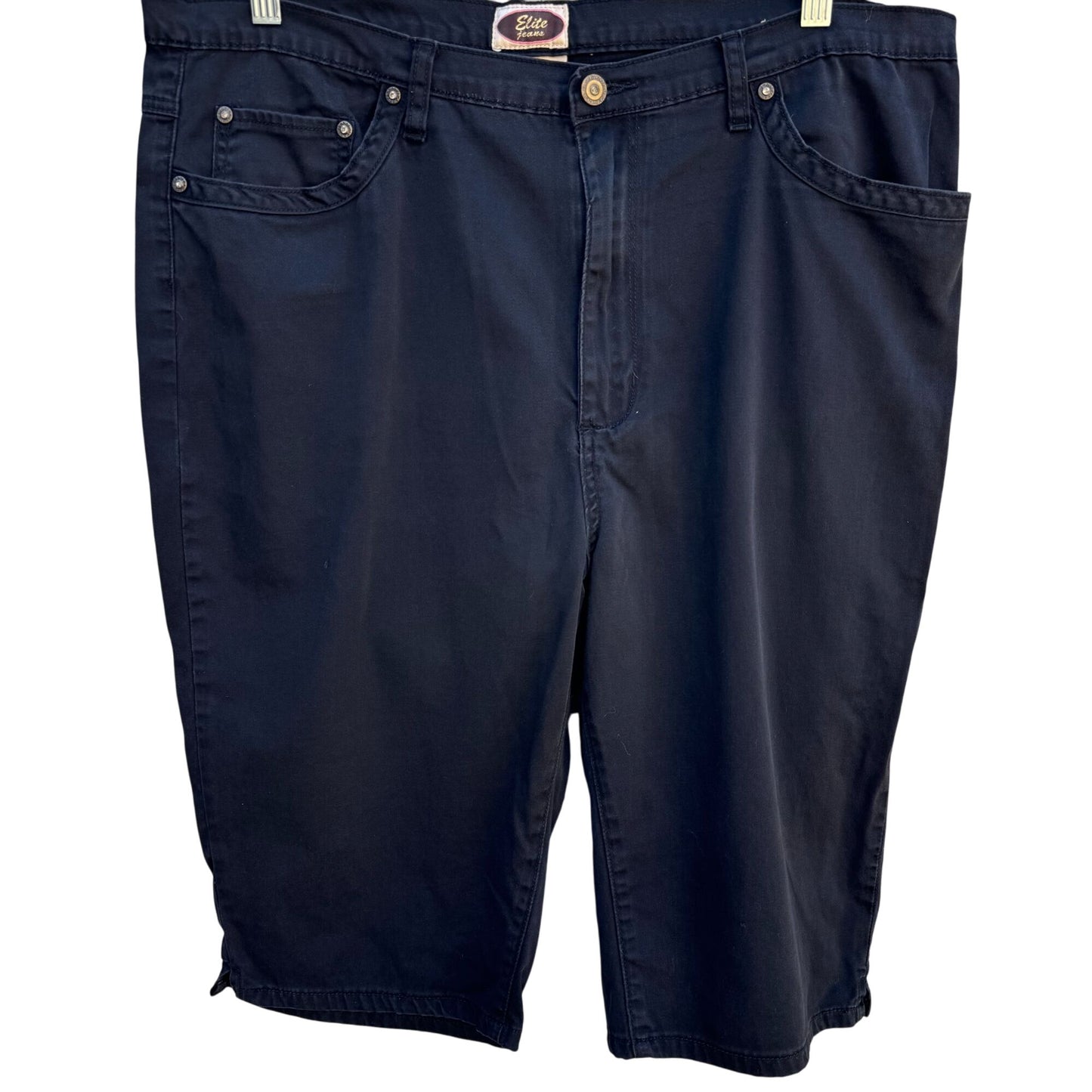 Elite Jeans Vintage Womens Embroidered Beaded Black Denim Shorts Plus Size 21/22