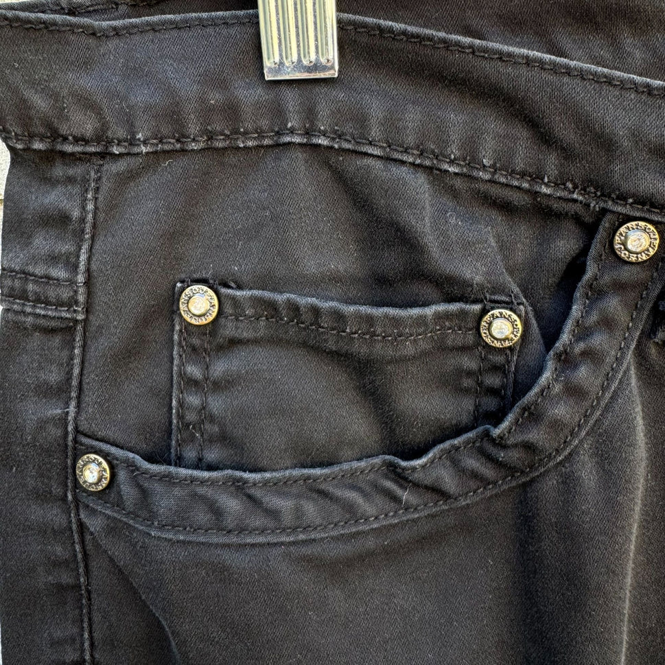 Elite Jeans Vintage Womens Embroidered Beaded Black Denim Shorts Plus Size 21/22