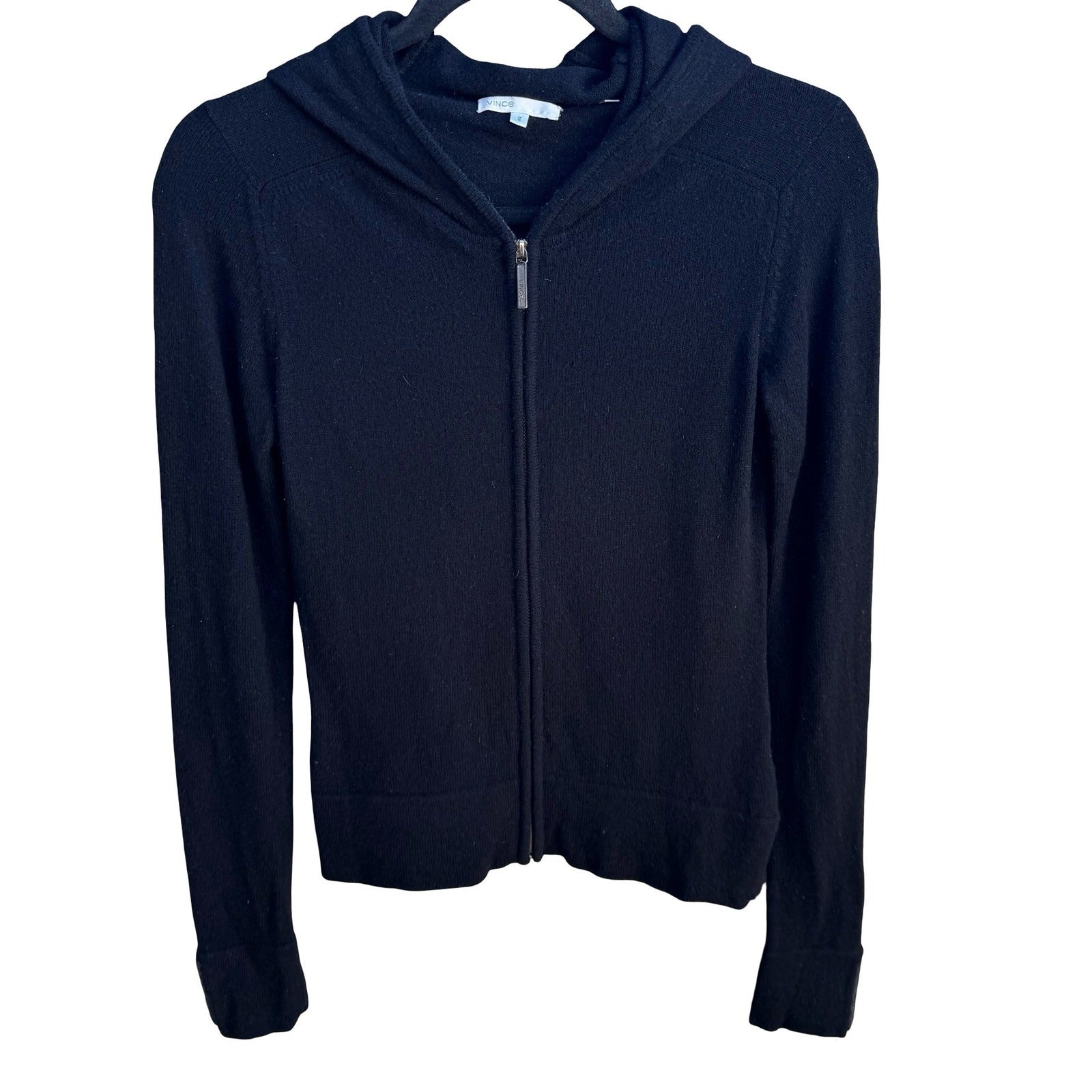 Vince 100% Cashmere Minimalist Layering Quiet Luxury Full Zip Hoodie Sweater S
