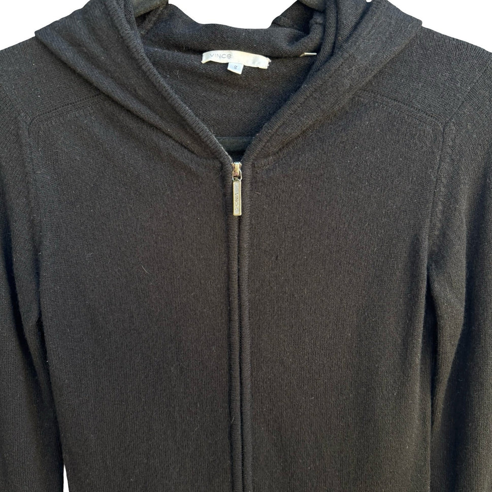 Vince 100% Cashmere Minimalist Layering Quiet Luxury Full Zip Hoodie Sweater S