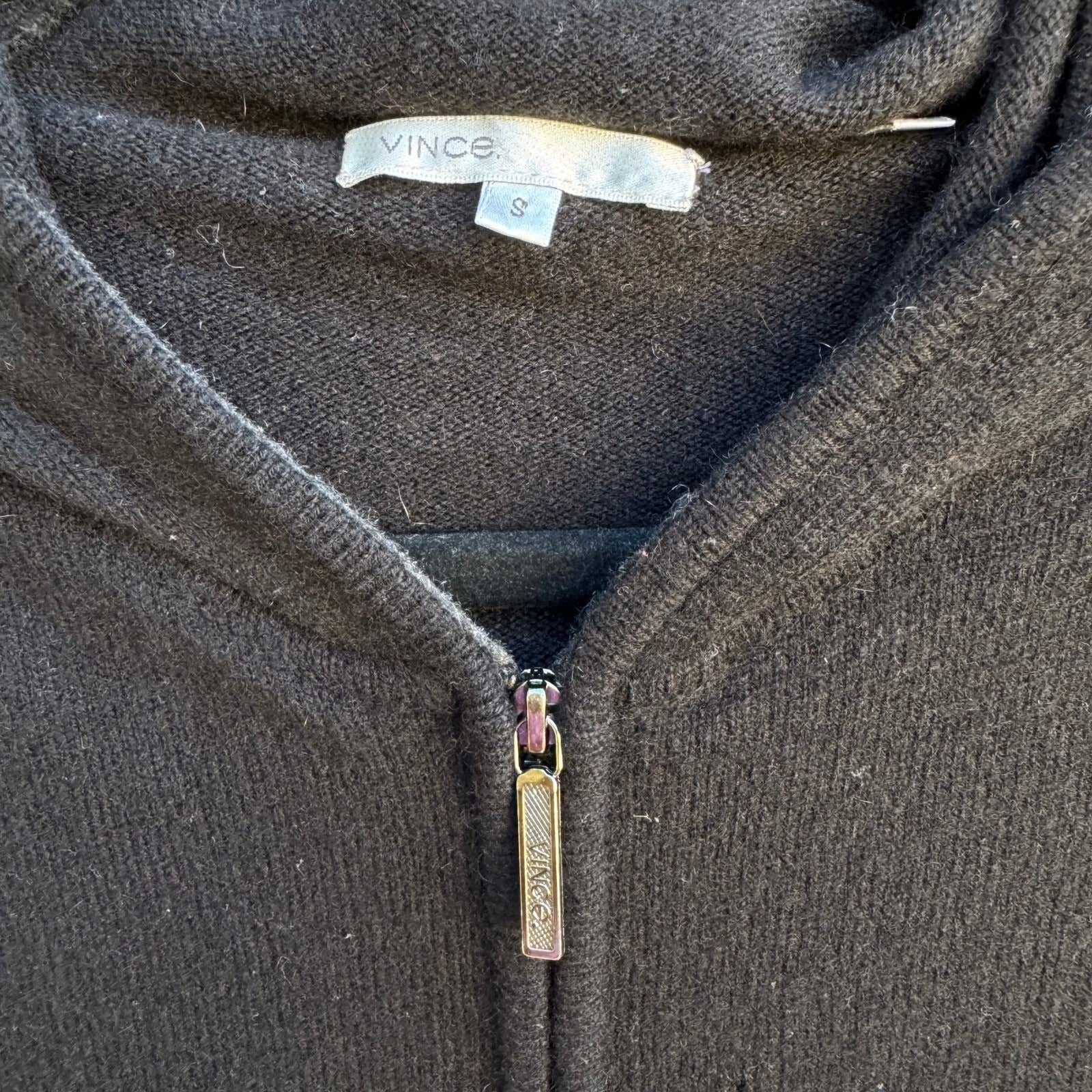 Vince 100% Cashmere Minimalist Layering Quiet Luxury Full Zip Hoodie Sweater S