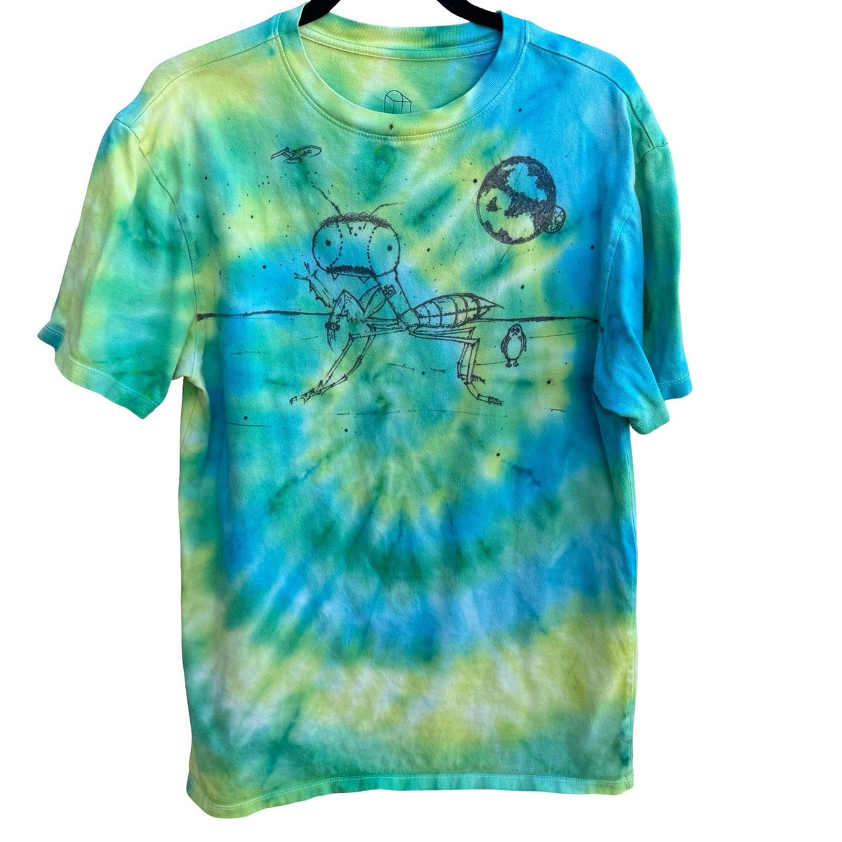 Original Use Tie Dye Graphic Shirt Psychedelic Trippy Boxy Fit Hand Drawn Art S