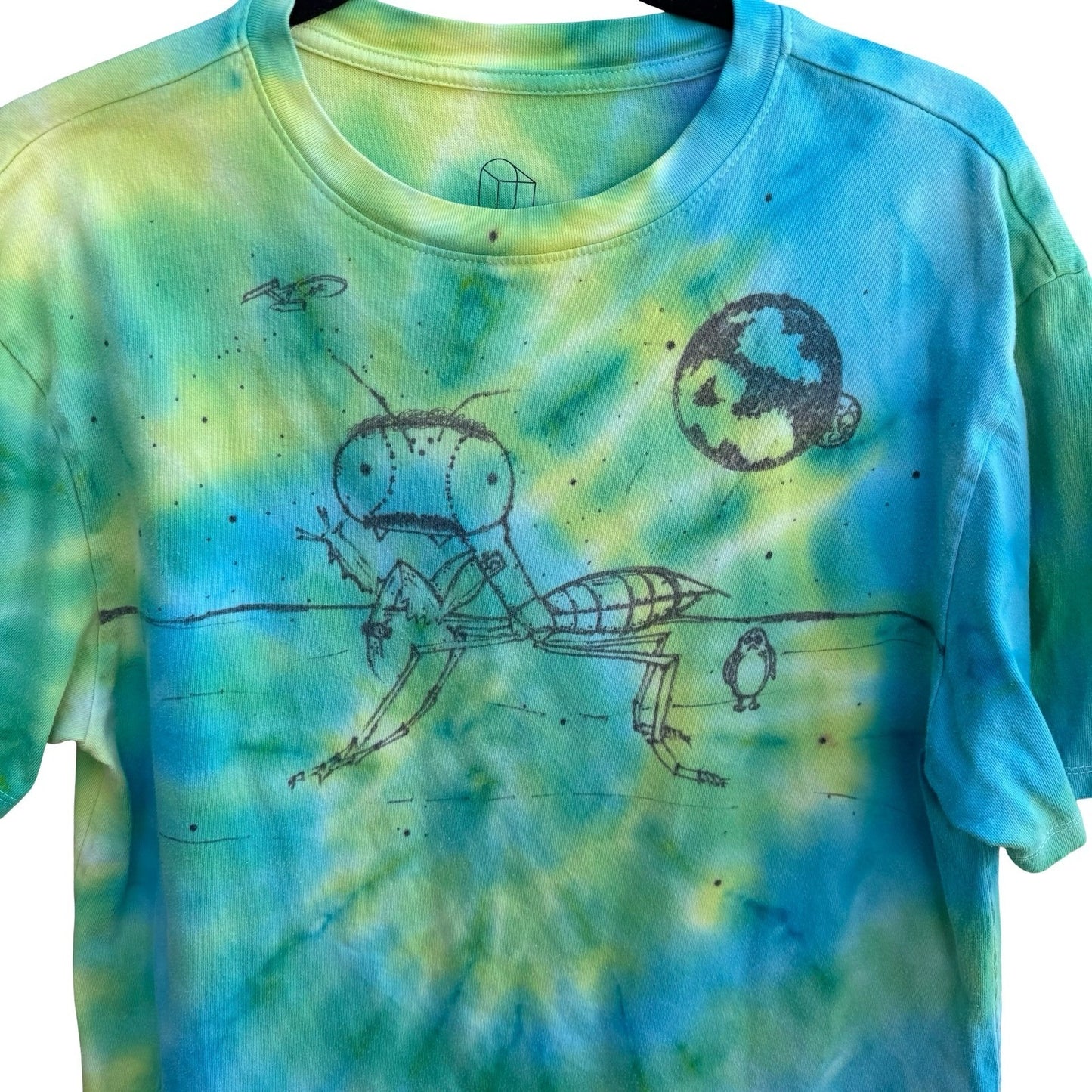 Original Use Tie Dye Graphic Shirt Psychedelic Trippy Boxy Fit Hand Drawn Art S
