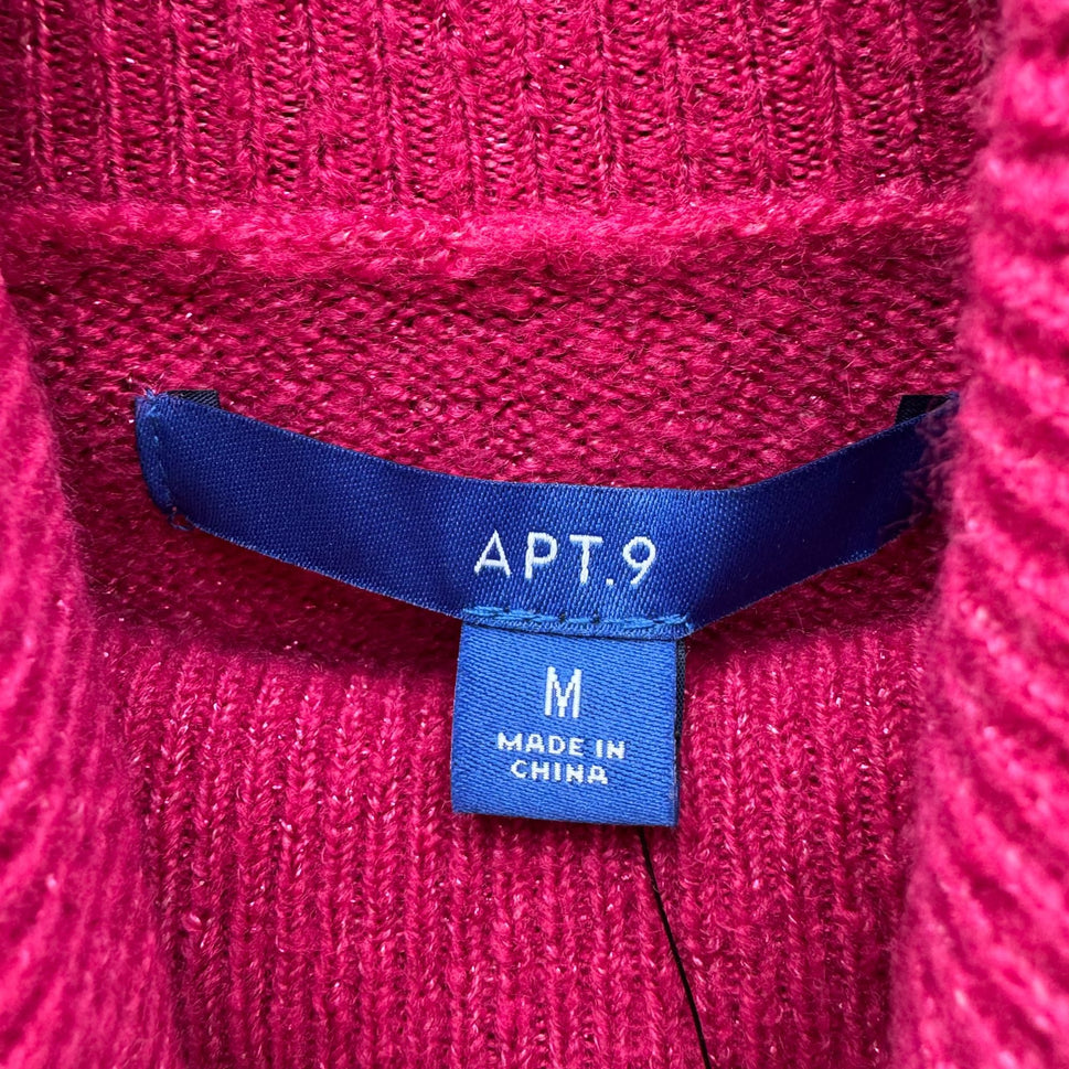 Apt. 9 Womens Pink Button Accent Sleeves Cowl Neck Long Sleeve Knit Sweater New M