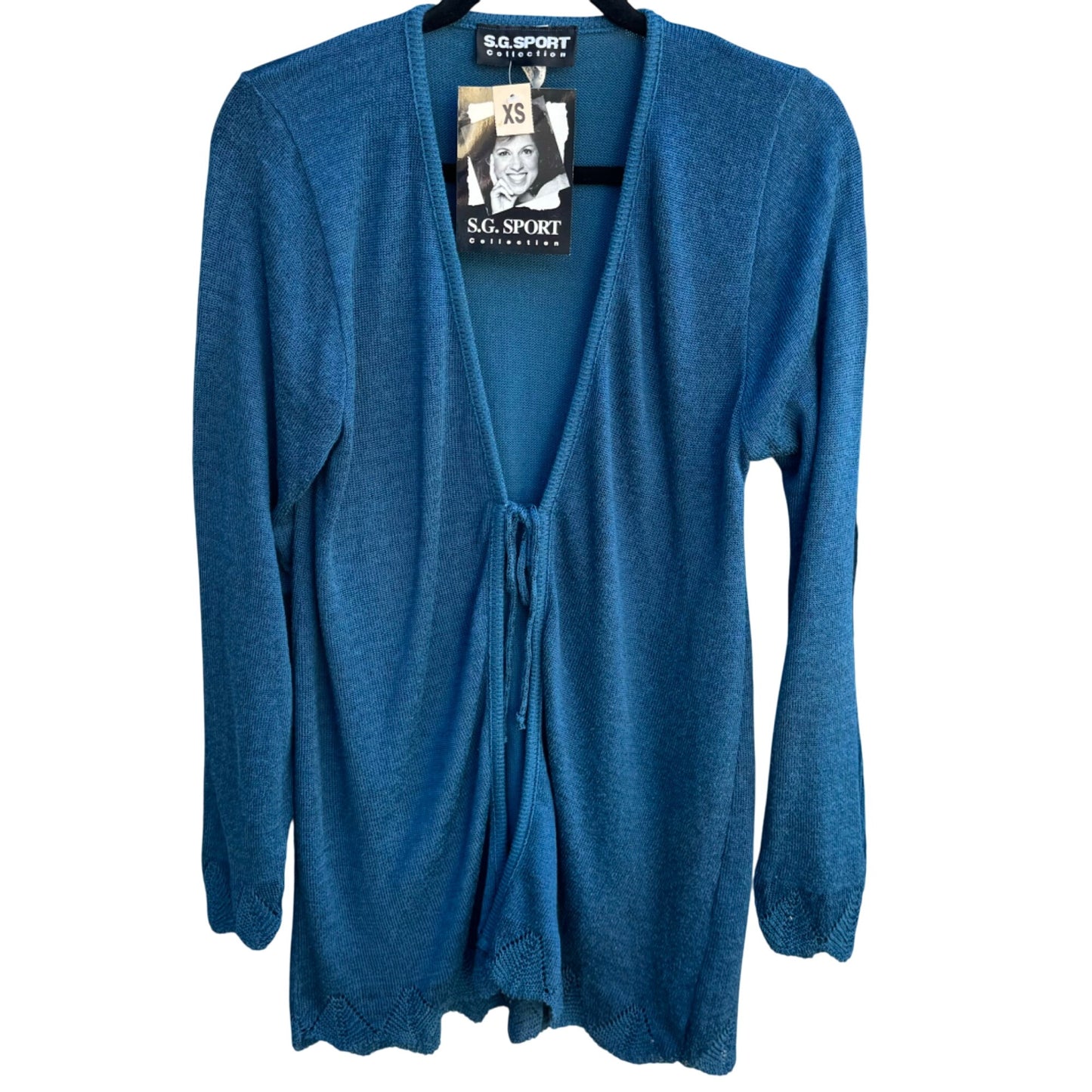 Susan Graver SG Sport Womens Blue Knit Cardigan Sleeveless Knit Sweater Set New XS