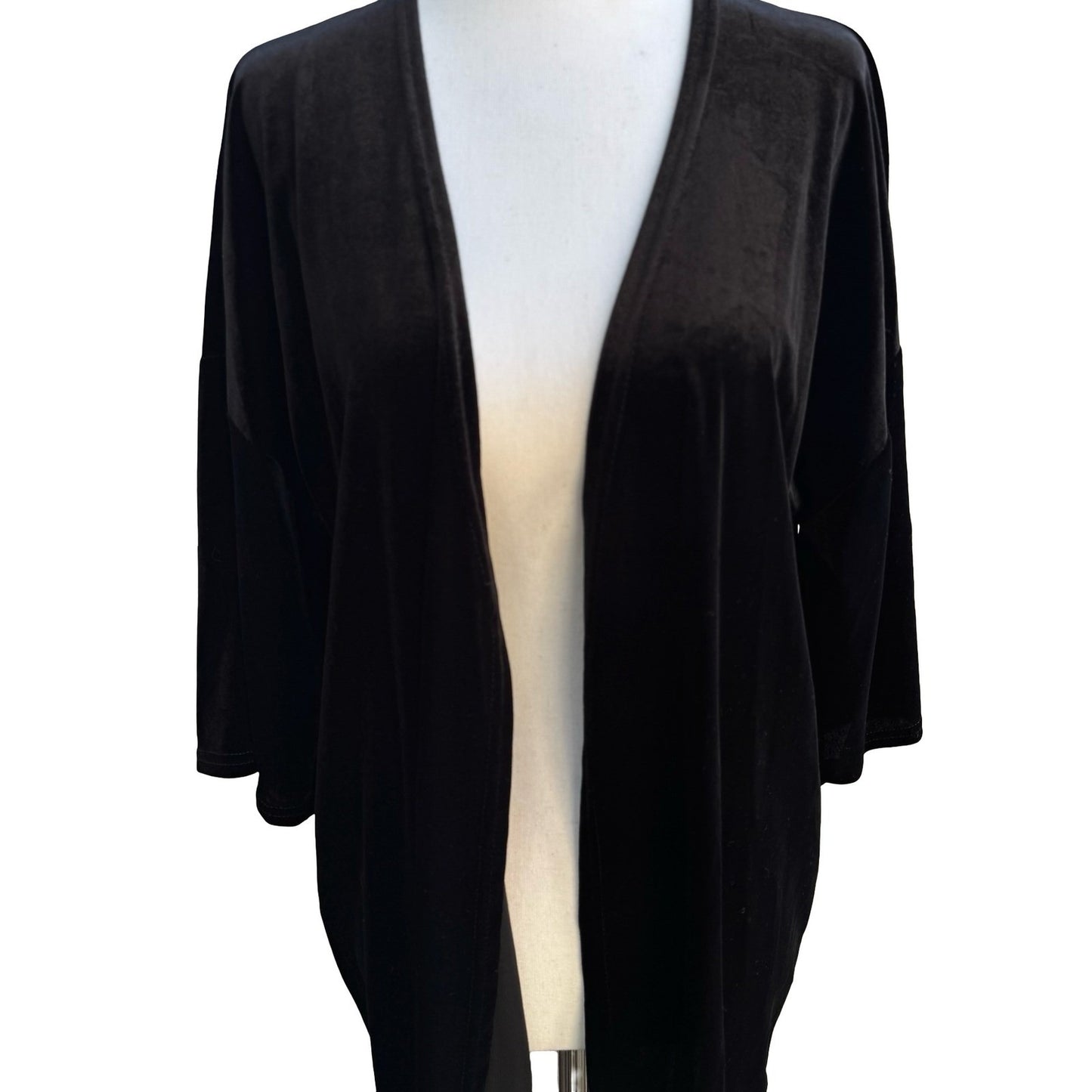 Say What Velvet Gothic Witchy Steampunk Fringe Kimono Cardigan Open Front Boho L