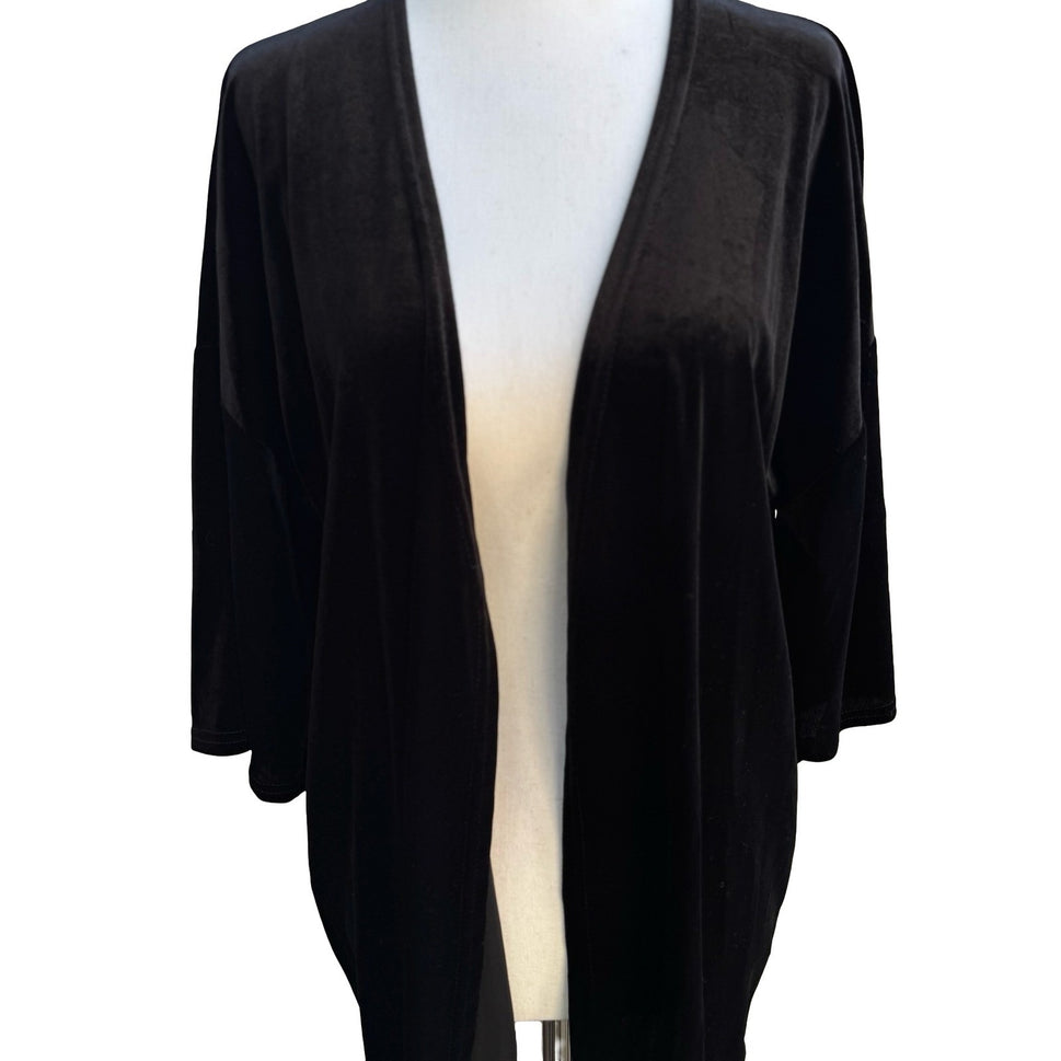 Say What Velvet Gothic Witchy Steampunk Fringe Kimono Cardigan Open Front Boho L