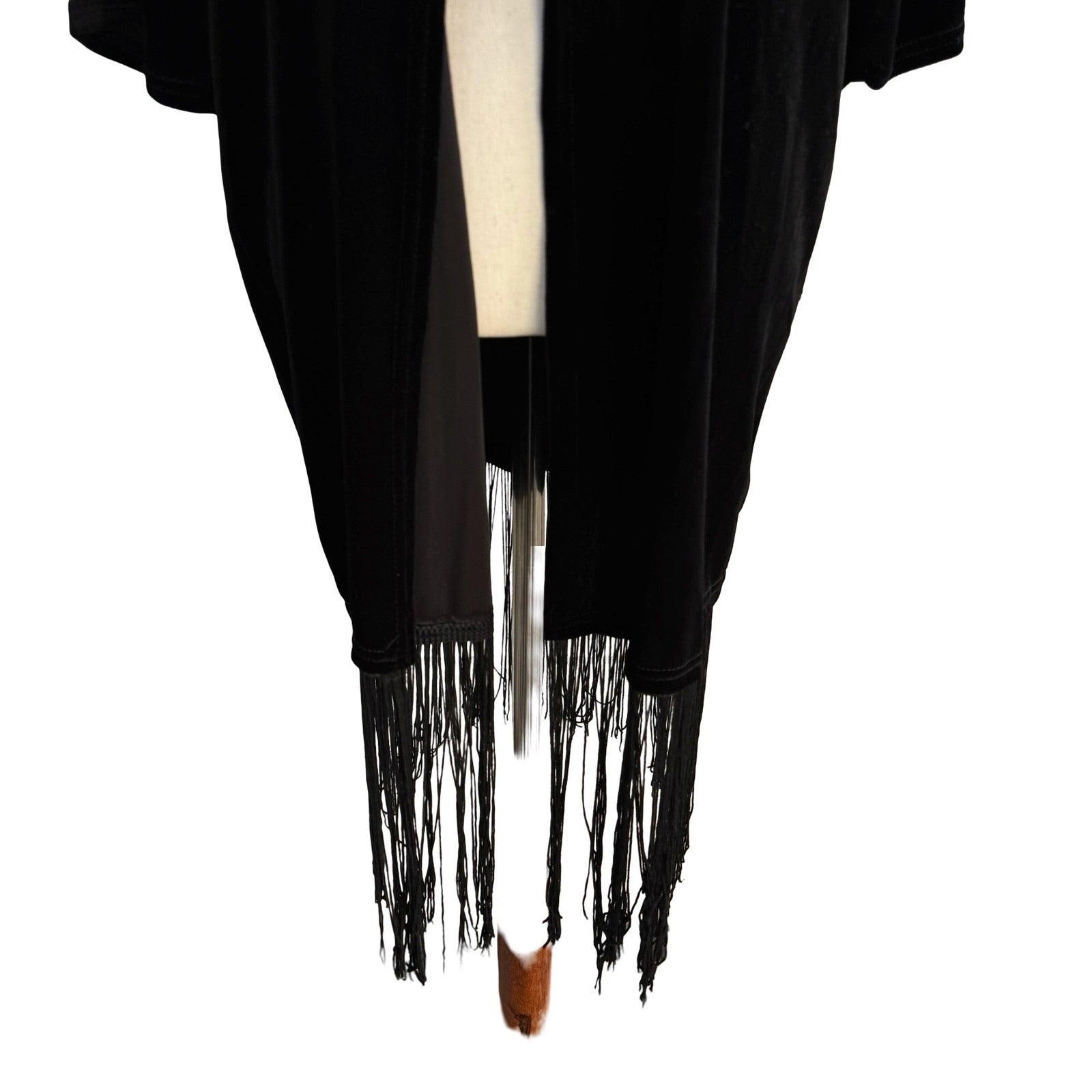Say What Velvet Gothic Witchy Steampunk Fringe Kimono Cardigan Open Front Boho L
