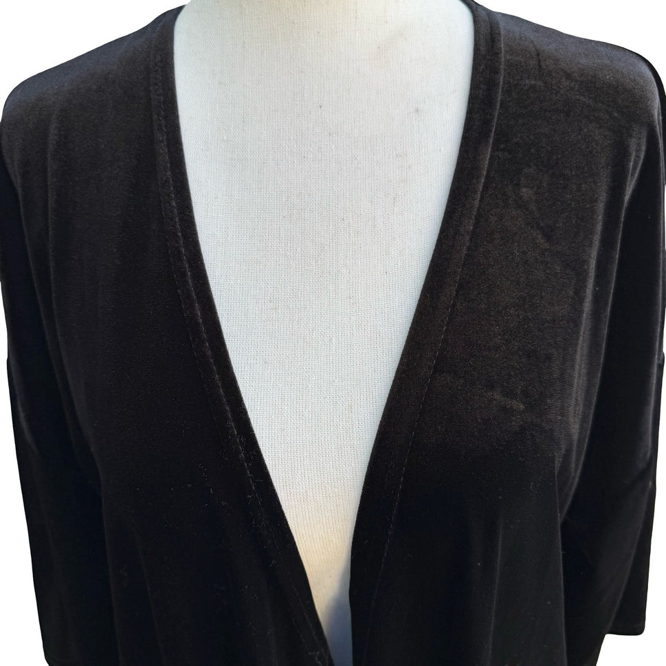 Say What Velvet Gothic Witchy Steampunk Fringe Kimono Cardigan Open Front Boho L