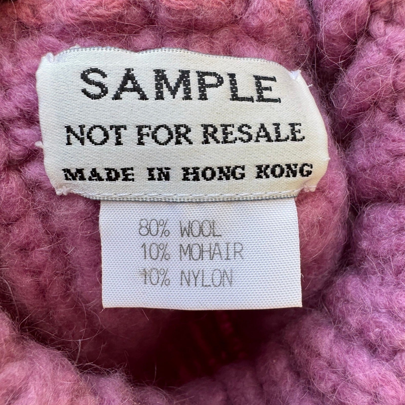 Vintage Purple Wool Mohair Chunky Cable Knit Turtleneck Sweater Designer Sample