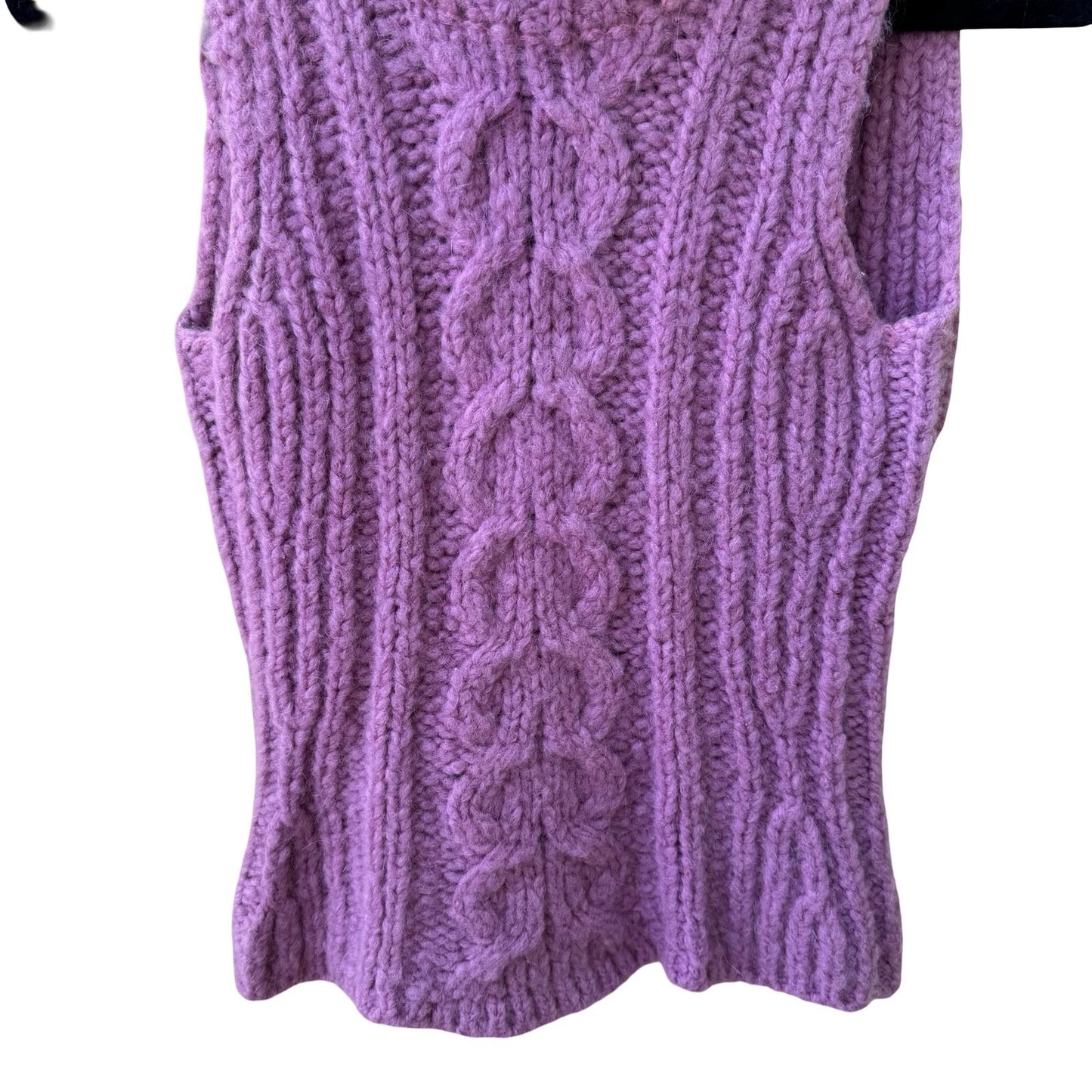 Vintage Purple Wool Mohair Chunky Cable Knit Turtleneck Sweater Designer Sample