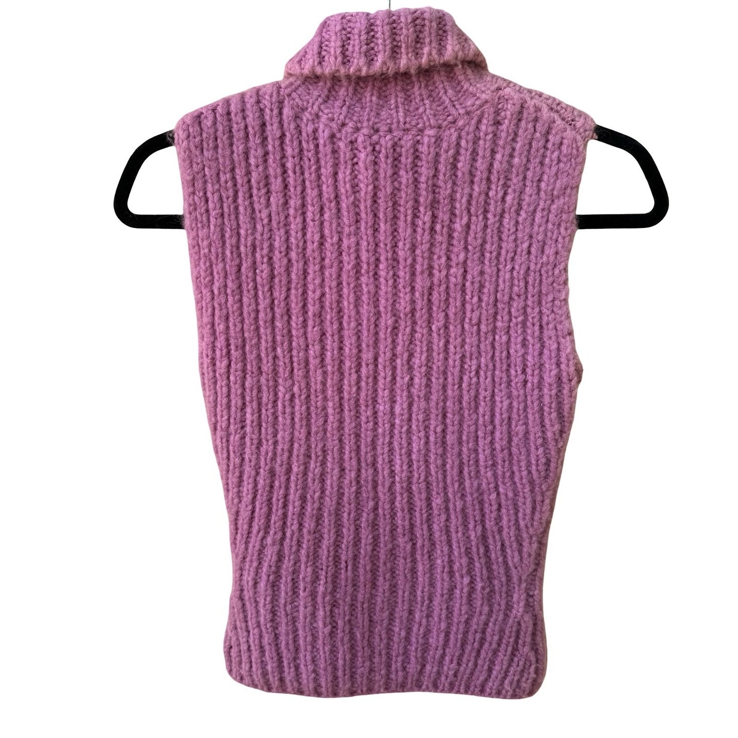 Vintage Purple Wool Mohair Chunky Cable Knit Turtleneck Sweater Designer Sample